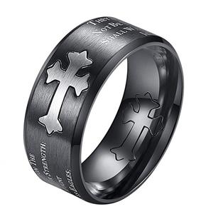 ALEXTINA Men's 9MM Bible Verse Isaiah 40:31 Stainless Steel Christian Purity Ring Beveled Edges