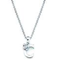 925 Sterling Silver Diamond Accent Initial Letter With Flower Accent Girls Pendant Necklace With 14