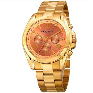 Akribos XXIV Women's Multifunction Watch - 3 Subdials - Date, Day, 24 Hours Clear Roman Numerals On A Stainless Steel Bracelet- AK951 
