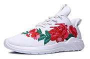 Soulsfeng Men's Women's Fashion Sport Shoes Lace Up Cushioning Breathable Fabric Flower Design Couples Sneaker