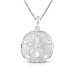 Unique Royal Jewelry Sterling Silver Solid Two Sides Medium Size Sand Dollar Starfish Charm and Necklace.