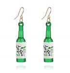 LOSOUL Women Girls Cute Beer Bottle Soju Pub Party Unique Bottle Dangle Earrings,Green