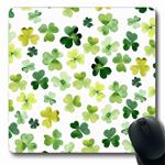 Ahawoso Mousepads Patrick Green Watercolor Clover Pattern St Day Nature Leaf Cloverleaf Summer Botanical Design Garden Oblong Shape 7.9 x 9.5 Inches Non-Slip Gaming Mouse Pad Rubber Oblong Mat