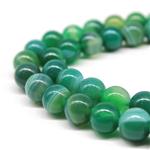 JARTC Natural Stone Beads Green Striped Agate Round Loose Beads for Jewelry Making DIY Bracelet Necklace (6mm)