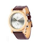 LAiMER Men's Chronograph Wooden Watch Peter – Wrist Watch Made of Natural Maple Wood - Leather Strap, Bright Design