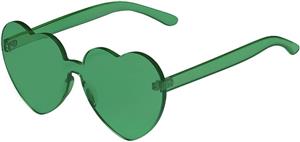 One Piece Heart Shaped Rimless Sunglasses Transparent Candy Color Eyewear 