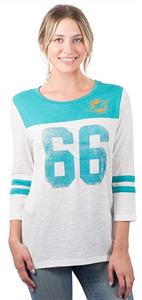 NFL Ultra Game Women's T-Shirt Vintage 3/4 Long Sleeve Tee Shirt White, ,