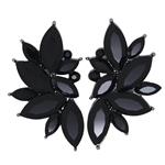 Xdaccgo Luxury Leaves Shape Glass Cluster Crystal Teardrop Flower Design Studs Earrings