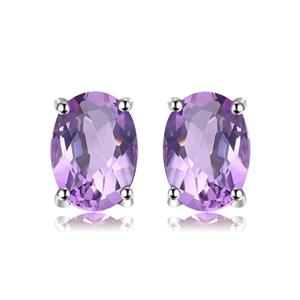 JewelryPalace Birthstone Gemstones Triangle Pear Round Oval Natural Amethyst Garnet Peridot Sky Blue Topaz Stud Earrings For Women 925 Sterling Silver 