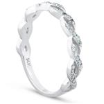 1/8ct Diamond Infinity Wedding Ring Womens Stackable Wedding Band 14k White Gold