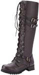 Shusuen Fashion Women's Knee High Studded Punk Grunge Spiky Winter Boots Buckle Strap Martin Bootie