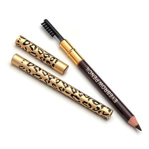 CCbeauty 1pc Waterproof Long Lasting Leopard Eyeliner with Brush Eyebrow Pencil Comestic Makeup Tool,#2Light Brown