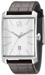 Calvin Klein Men's ' Window Swiss Quartz Stainless Steel and Leather Casual Watch, Color:Brown (Model: K2M21126
