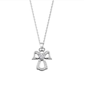 WUSUANED Guardian Angel Pendant Necklace Zircon Heart Jewelry for Women Girls 