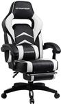 Gaming Chair Racing Style Reclining Office Swivel Computer Desk Ergonomic Conference Executive Manager Work Chair PU Leather High Back Adjustable Task Chair with Lumbar and Padded Footrest (White1)