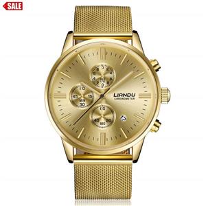 Alalaso Lovers' Quartz Wrist Watch, LIANDU Fashion Women Men Simple Stainless Steel Analog Luxury Watch(Gold) 