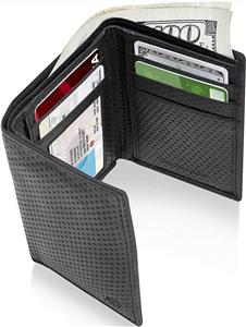 Trifold Wallets For Men RFID - Genuine Leather Slim Mens Wallet With ID Window Front Pocket Wallet Gifts For Men 