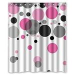 Cloud Dream Popular Pink Polka Dots Long 100% Waterproof Polyester Bathroom Shower Curtain with Hooks,72 x 72-Inch