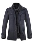 APTRO Men's Winter Wool Blend Jacket Fleece Lining Detachable Collar Single Breasted Warm Pea Coat