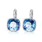 AOBOCO 925 Sterling Silver Leverback Earrings Simulated Birthstone Crystals from Swarovski,Hypoallergenic Cushion Cut Drop Earrngs