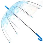 HAOCOO Cherry Blossoms Clear Umbrella,Bubble Transparent Dome Auto Open Umbrella Windproof for Outdoor Weddings (Blue)