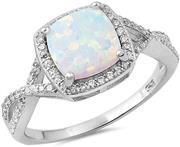 Oxford Diamond Co Infinity Style Twisted Prong Cubic Zirconia and White Opal .925 Sterling Silver Ring Sizes 5-10