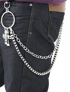 Mens Cool Hip Hop Punk Pants Trousers Wallet Key Chain Motorcyle Jean Gothic Rock DIY Craft Decor Jeans Pant 