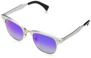 Ray-Ban RB3507 Clubmaster Aluminum Square Sunglasses, Brushed Silver/Blue Flash Gradient, 49 mm