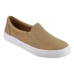 Women's Slip On White Sole Shoes - Athletic Fashion Perforated Sneaker - Padded Cushion