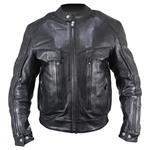 Xelement B4495 'Bandit' Men's Black Buffalo Leather Cruiser Motorcycle Jacket - Large