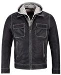 Men's Real Leather Jacket Rub Off Buffalo Skipper Biker Motorcycle Style Slim Fit Material Hood