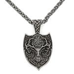 GuoShuang Men Double Side Viking Deer Sekira Legendary Aegishjalmur Amulet Nordic Talisman pegan Pendant Necklace