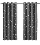 Anjee 2 Panels Silver Star Curtains for Kids Room, Thermal Insulated Blackout Curtains Perfect for Space Themed Room Décor (Light Blocking and Noise Reducing), W52 x L63 Inches, Space Grey