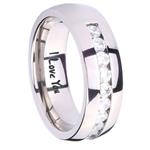 8MM Titanium I Love You Round Simulated Diamond Men's Wedding Engagement Band Ring Size 7 to 13