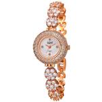 Burgi Women's BUR139 Crystal Encrusted Diamond Accented Mother-of-Pearl Bracelet Watch 