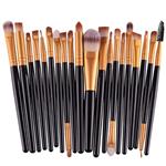 KOLIGHT Pack of 20pcs Cosmetic Eye Shadow Sponge Eyeliner Eyebrow Lip Nose Foundation Powder Makeup Brushes Sets (Gold&Black)