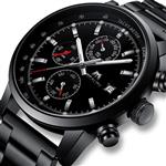 MEGALITH Mens Watches Stainless Steel Sports Watches Waterproof Military Watches for Men Chronograph Watch Multifunction Analog Quartz Wrist Watches Date Luminous Fashion Casual Man Wristwatch