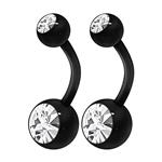 BanaVega 2PCS Flexible Acrylic Body Belly Button Navel Ring 14 Gauge 3/8 10mm Crystal Ball Earrings Piercing Jewelry See More Colors