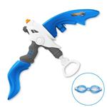 SainSmart Jr. Kids Squirt Water Gun Bow and Arrow Toy with Swimming Goggle, Summer Outdoor Water Blaster Games Archery Set with Capacity 800CC for 3 Years Old, Blue