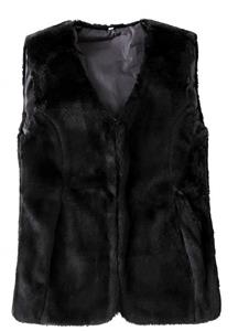 SUNDAY ROSE Women's Faux Fur Vest Warm Sleeveless Jacket Gilet with Pockets