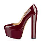 Onlymaker Women's Platform Round Toe Block Chunky High Heels Office Party Wedding Pumps Sandals