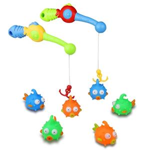 Bath Toys Fishing Game with Squirts Floating Fishes Pole Set Best Bathtub Tub Bathroom Water Toy Fun Bath Time Educational Toys Christmas Gift for Baby Girls Boys Toddlers Kids