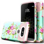 BAISRKE LG G5 Case,Peony Flower Design High Impact Heavy Duty Dual Layer Hard PC Outer and Shell with Soft Rubber Inner Armor Hybrid Protective Cover for LG G5 VS987/H820/LS992/H830/US992 - Rosegold