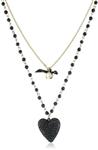 Betsey Johnson Women's Iconic Glitter Heart Two-Row Necklace