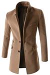 Alion Men's Thermal Single-Breasted Slim Wool-Blend Trench Coat Jackets