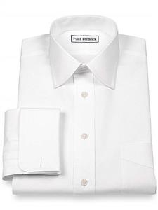 Paul Fredrick Men's Pinpoint Varsity Spread French Cuff Dress Shirt 