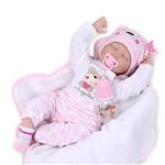 Nicery Reborn Baby Doll Soft Simulation Silicone Vinyl Cloth Body 22inch 55cm Magnetic Mouth Lifelike Boy Girl Toy for Ages 3+ Pink White Eyes Close Nicery-55C075