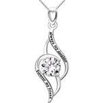 ALOV Always My Daughter Forever My Friend Jewelry Silver Cubic Zirconia Love Pendant Necklace