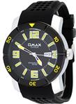 Omax Supreme #GS673 Men's Stainless Steel IP Bezel Black Dial Silicone Band Casual Sports Watch