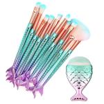 11pcs Makeup Brush Set 3D Mermaid Make up Brushes Cosmetic Brush Eyeshadow Eyeliner Blush Concealer Professional